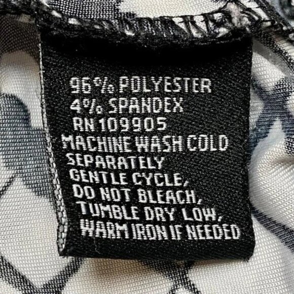 Essentials by Milano Career Tank Women's Large Black White Mock Neck Smocked Hem - Picture 7 of 9